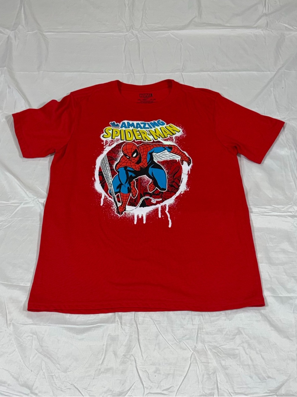 Marvel The Amazing Spider-Man Red Graphic Tee Boys Kids XXL 18 Superhero Shirt